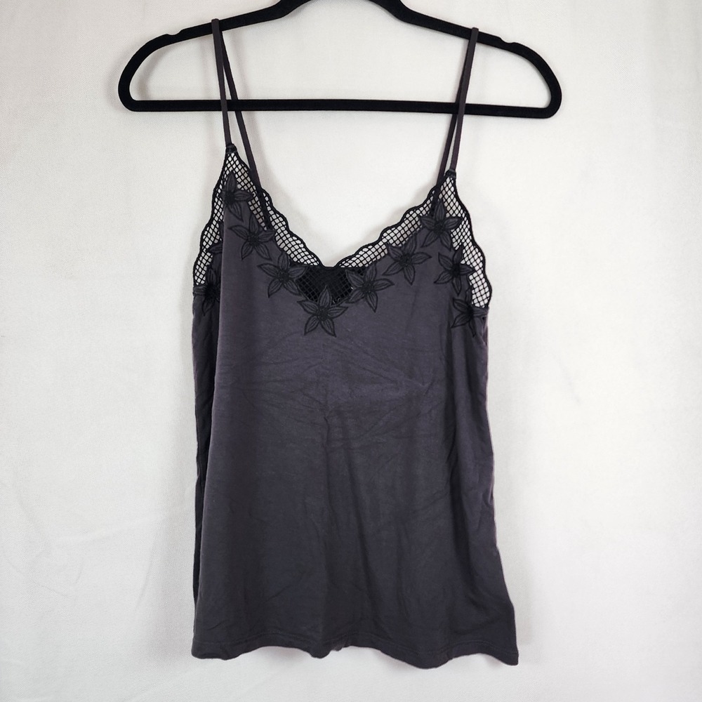 Lace-Trim Charcoal Camisole Top - Women